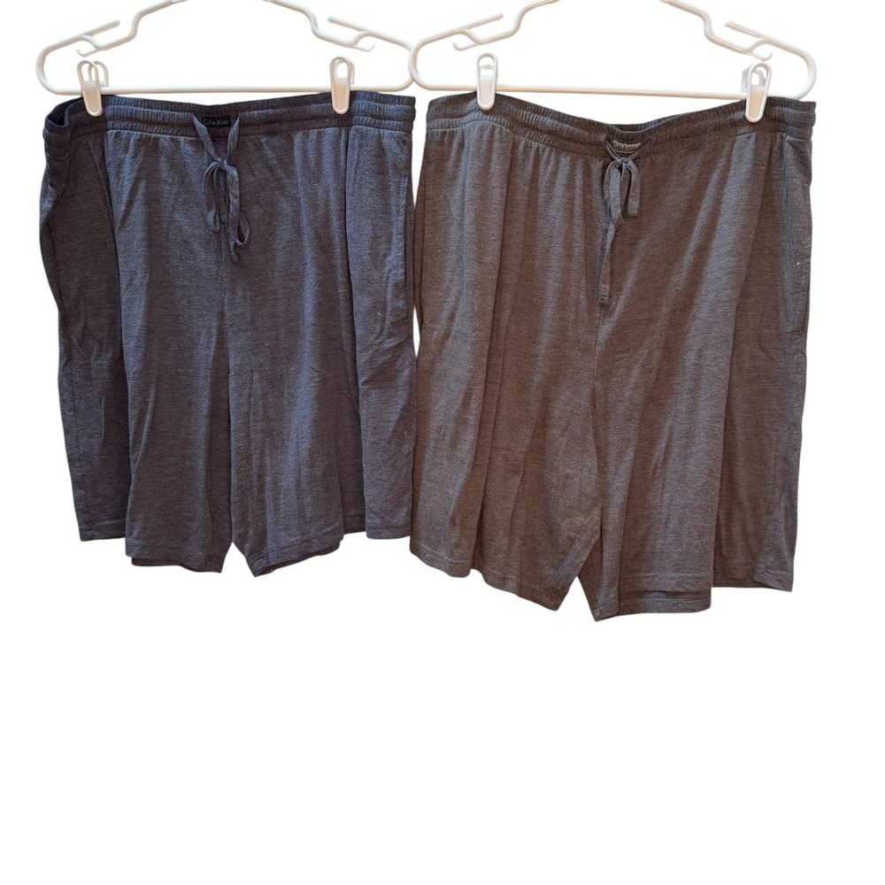Calvin Klein Mens Sleep Shorts Set 2 Pack Gray Blue XL Drawstring Lounge